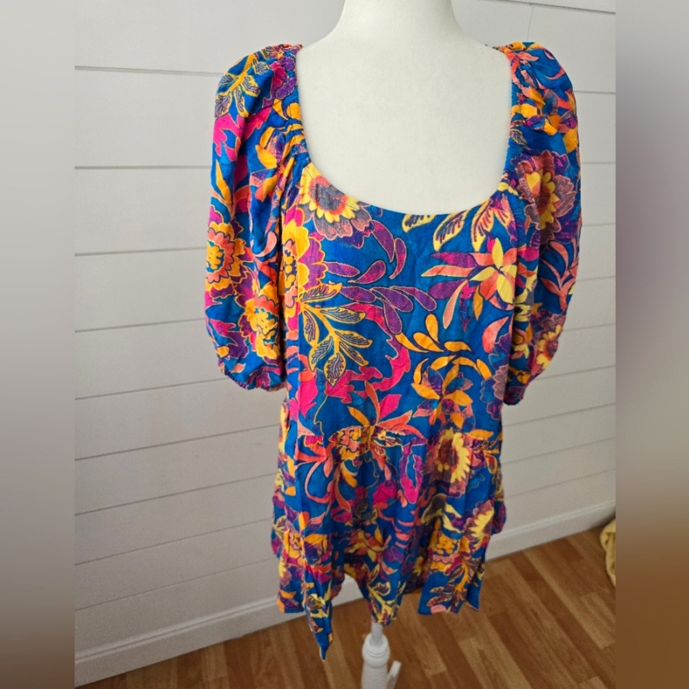 Terra & Sky Plus Size Colorful Floral Blouse Top size 2x